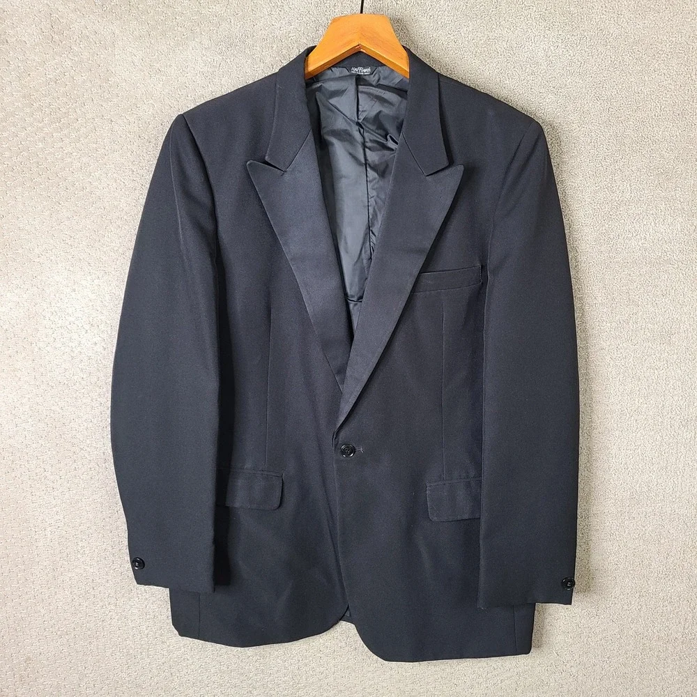 Raffinati Jacket Mens 44L Black Blazer Single Button Peak Lapel Formal Wedding